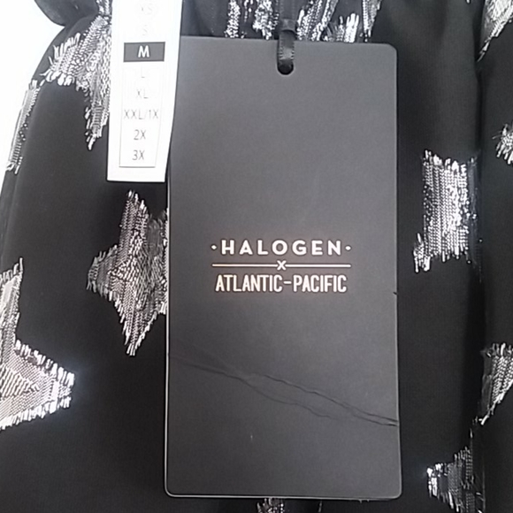 Halogen × Atlantic-Pacific Black & Silver Starlight A-Line Skirt Size Medium NWT - Picture 5 of 15